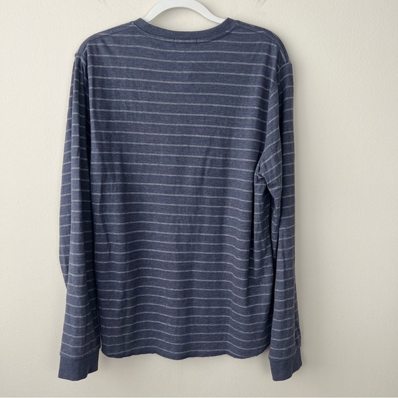 Marine Layer Men’s Double Knit Henley in Storm Blue Striped - Picture 5 of 8